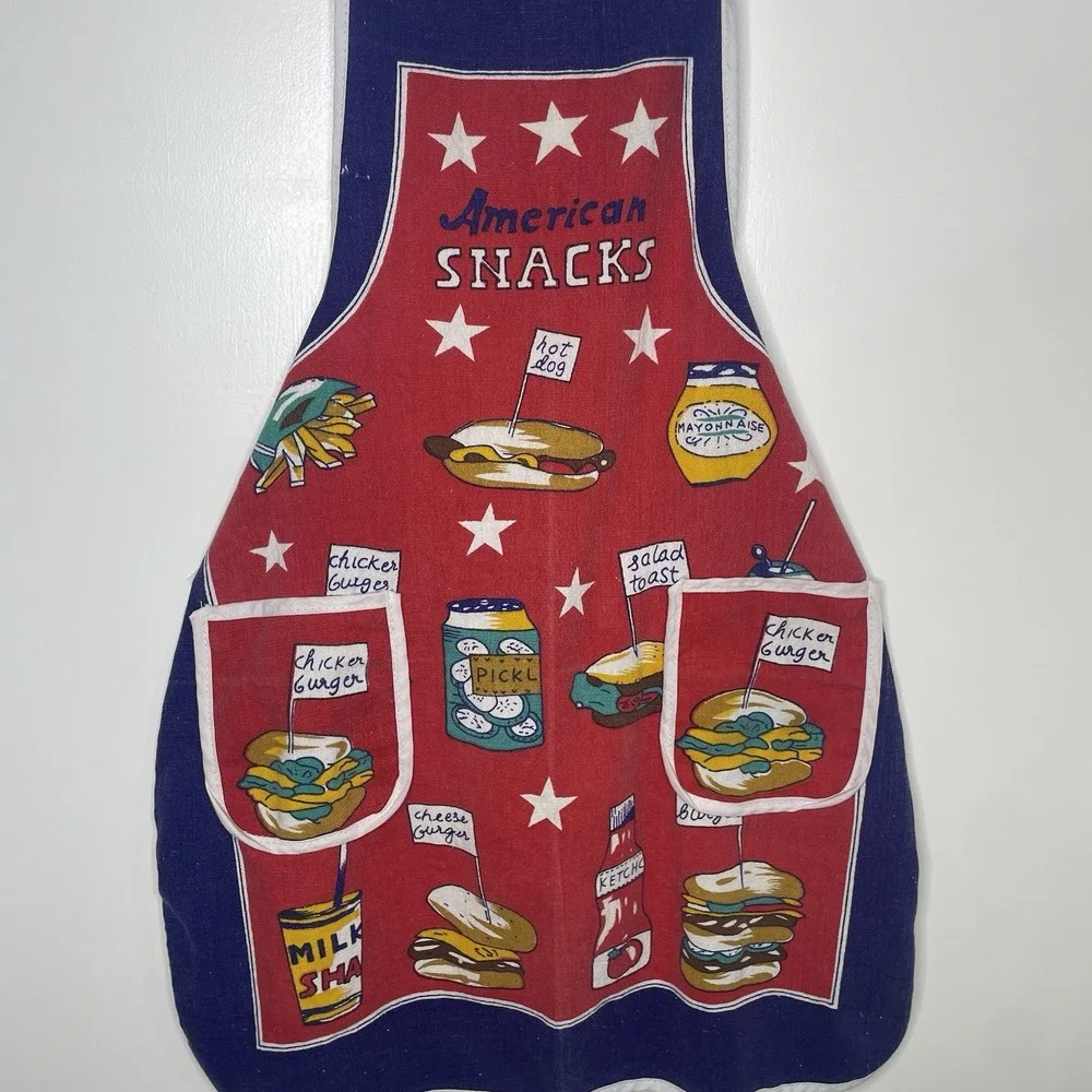 vntg‎ late 80's graphic American bbq apron 